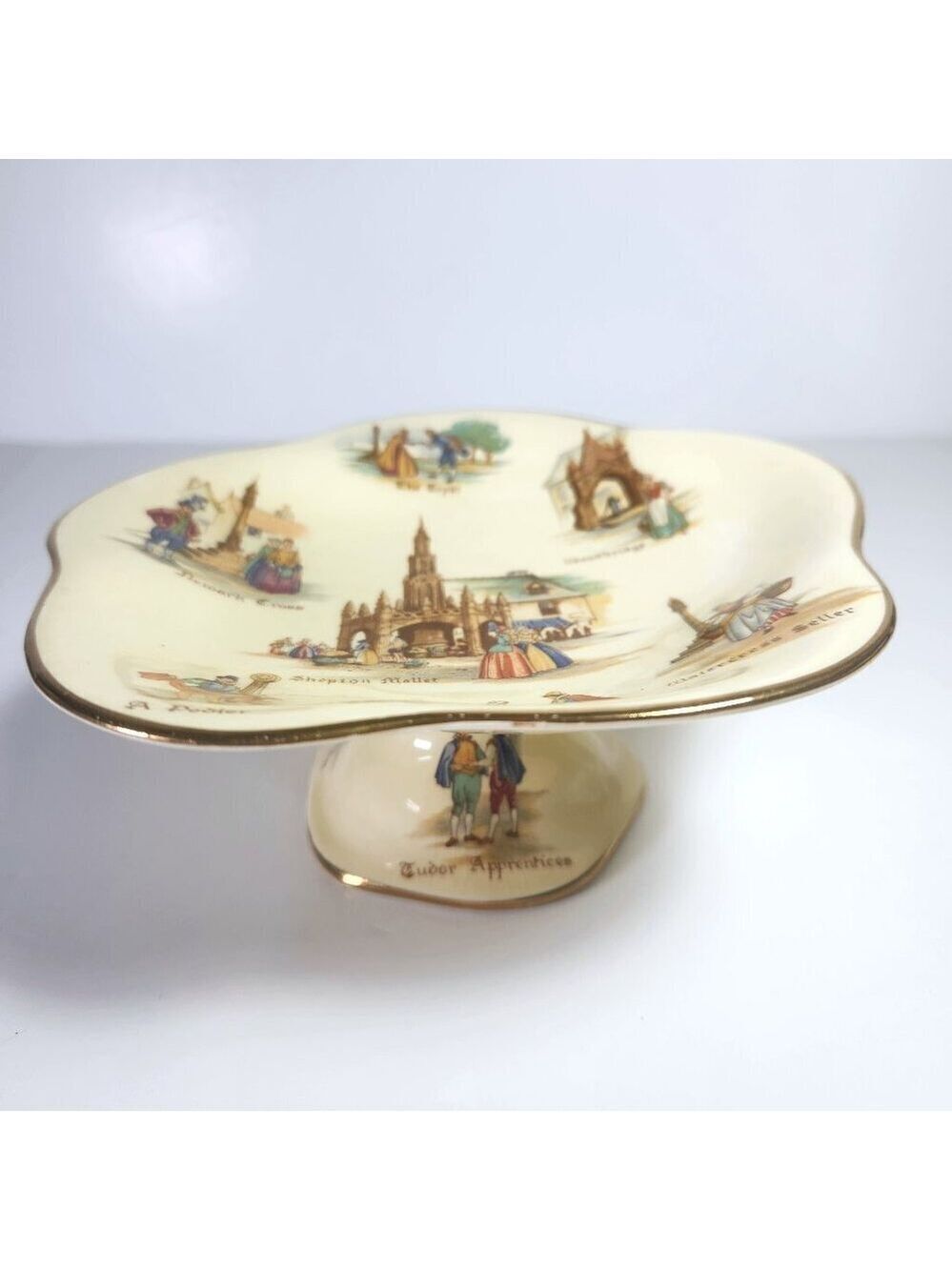 Royal Winton Pedestal Dish Grimwades England Old English Markets Bone China